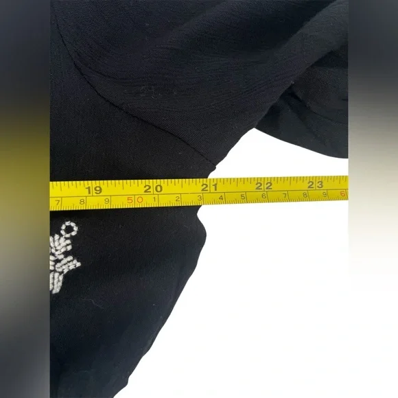 Free People Walking On A Dream Embroidered Mini Dress Black Boho Tunic Size M - Picture 11 of 13